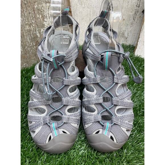 Keen Whisper Medium Grey-Peacock Green Sandals Women's 11 - Picture 3 of 8